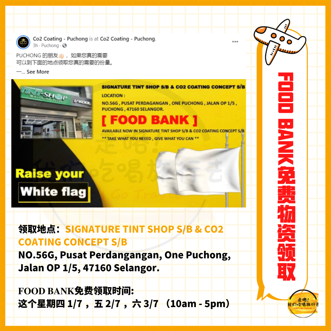 Bendera Putih Bantuan Makanan Keperluan Asas